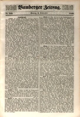 Bamberger Zeitung Montag 3. September 1849