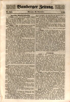 Bamberger Zeitung Mittwoch 12. September 1849