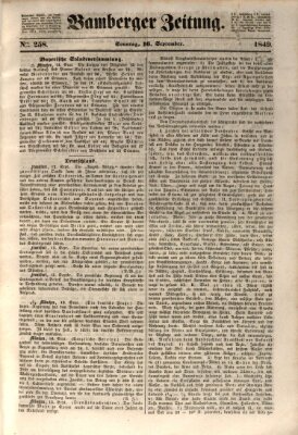 Bamberger Zeitung Sonntag 16. September 1849
