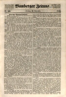 Bamberger Zeitung Dienstag 18. September 1849