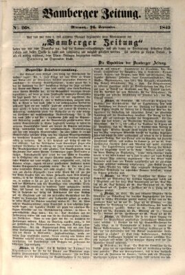 Bamberger Zeitung Mittwoch 26. September 1849