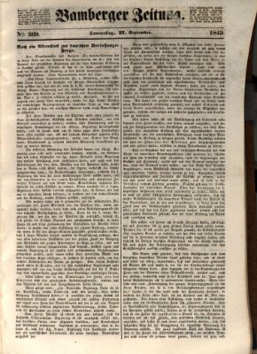 Bamberger Zeitung Donnerstag 27. September 1849