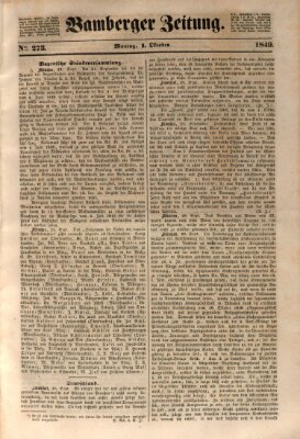 Bamberger Zeitung Montag 1. Oktober 1849