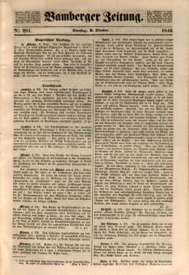 Bamberger Zeitung Dienstag 9. Oktober 1849