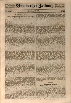 Bamberger Zeitung Samstag 13. Oktober 1849