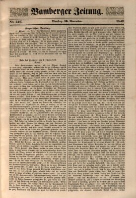 Bamberger Zeitung Dienstag 13. November 1849