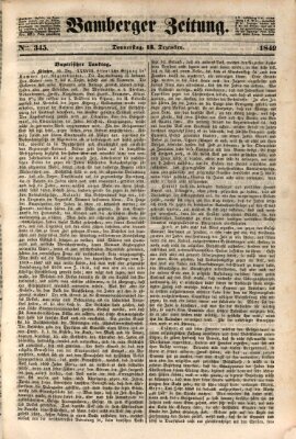 Bamberger Zeitung Donnerstag 13. Dezember 1849