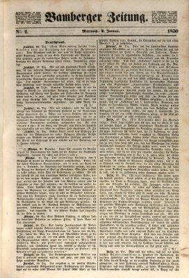 Bamberger Zeitung Mittwoch 2. Januar 1850