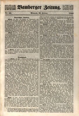 Bamberger Zeitung Mittwoch 13. Februar 1850