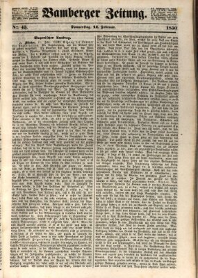 Bamberger Zeitung Donnerstag 14. Februar 1850