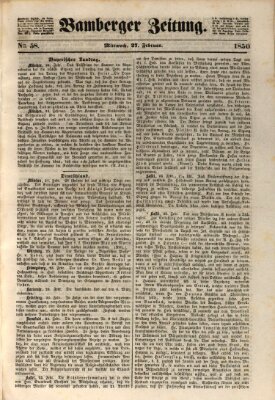 Bamberger Zeitung Mittwoch 27. Februar 1850