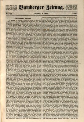 Bamberger Zeitung Samstag 2. März 1850