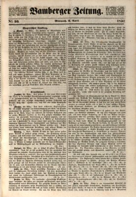 Bamberger Zeitung Mittwoch 3. April 1850