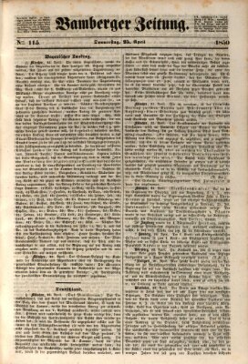 Bamberger Zeitung Donnerstag 25. April 1850