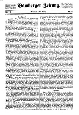 Bamberger Zeitung Mittwoch 10. März 1852