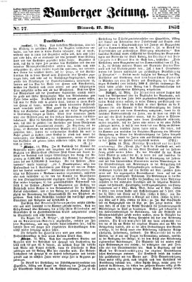 Bamberger Zeitung Mittwoch 17. März 1852