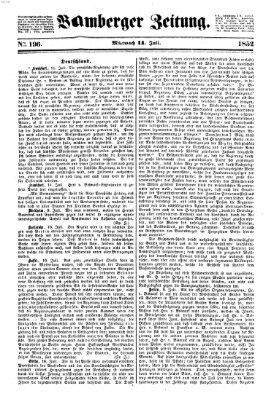 Bamberger Zeitung Mittwoch 14. Juli 1852