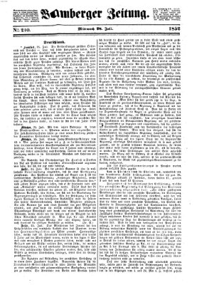 Bamberger Zeitung Mittwoch 28. Juli 1852