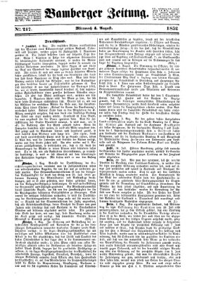 Bamberger Zeitung Mittwoch 4. August 1852