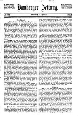 Bamberger Zeitung Mittwoch 1. Februar 1854