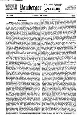 Bamberger Zeitung Dienstag 15. April 1856