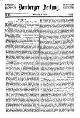 Bamberger Zeitung Mittwoch 1. April 1857