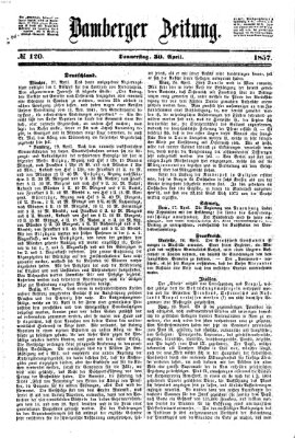 Bamberger Zeitung Donnerstag 30. April 1857