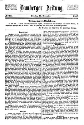 Bamberger Zeitung Dienstag 22. September 1857