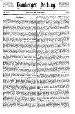 Bamberger Zeitung Mittwoch 30. September 1857