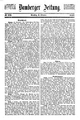 Bamberger Zeitung Samstag 3. Oktober 1857