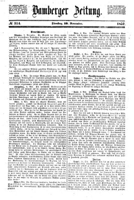 Bamberger Zeitung Dienstag 10. November 1857