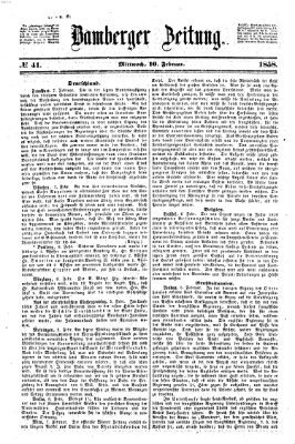 Bamberger Zeitung Mittwoch 10. Februar 1858