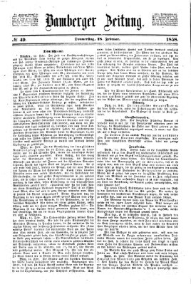 Bamberger Zeitung Donnerstag 18. Februar 1858
