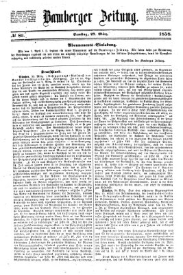 Bamberger Zeitung Samstag 27. März 1858