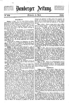 Bamberger Zeitung Mittwoch 14. April 1858