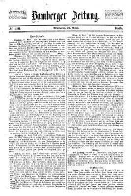 Bamberger Zeitung Mittwoch 21. April 1858