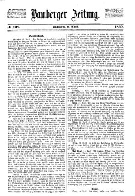 Bamberger Zeitung Mittwoch 18. April 1860