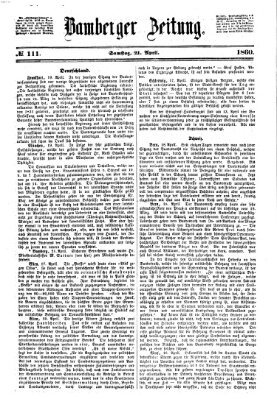 Bamberger Zeitung Samstag 21. April 1860