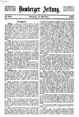 Bamberger Zeitung Mittwoch 12. September 1860