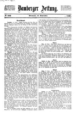 Bamberger Zeitung Mittwoch 19. September 1860