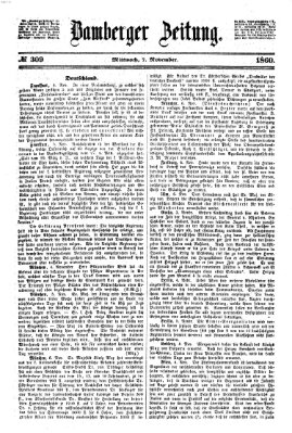 Bamberger Zeitung Mittwoch 7. November 1860