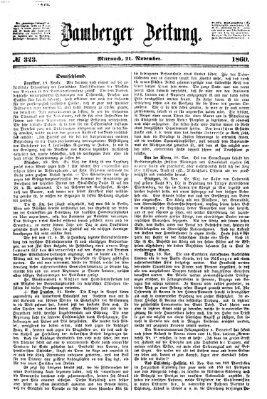 Bamberger Zeitung Mittwoch 21. November 1860