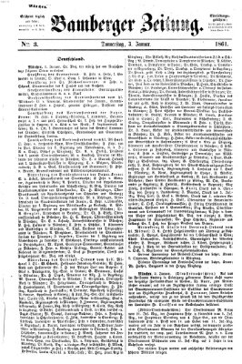 Bamberger Zeitung Donnerstag 3. Januar 1861