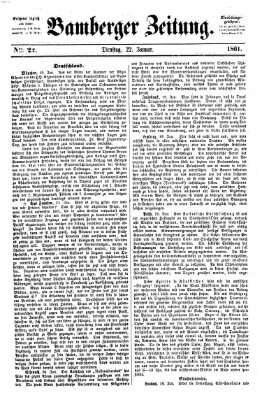 Bamberger Zeitung Dienstag 22. Januar 1861