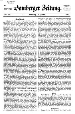 Bamberger Zeitung Donnerstag 21. Februar 1861