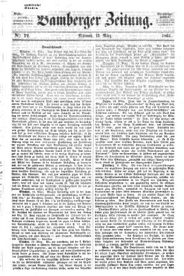 Bamberger Zeitung Mittwoch 13. März 1861