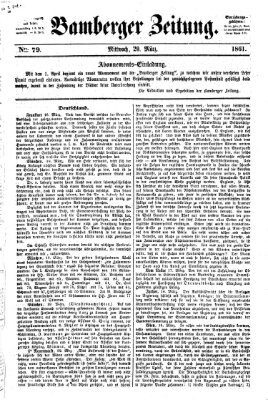 Bamberger Zeitung Mittwoch 20. März 1861