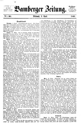 Bamberger Zeitung Mittwoch 3. April 1861