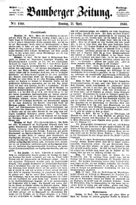 Bamberger Zeitung Sonntag 21. April 1861