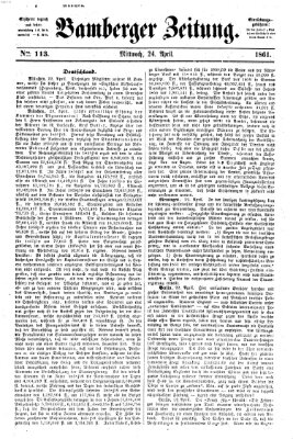 Bamberger Zeitung Mittwoch 24. April 1861